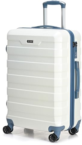 RMW Suitcase Large Medium Cabin Size | Hard Shell | Lightweight | 4 Dual Spinner Wheels | Trolley Luggage Suitcase | Hold Check in Luggage | TSA Combination Lock (White, Large 28)