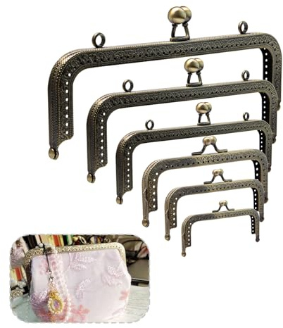 Rebanky 6 Taschenbügel zum Einnähen Metall, für Häkel- und Nähtaschen | Geldbörse Rahmen für gehäkelte oder genähte Taschen, Portemonnaies und DIY-Handtaschen