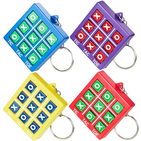 WeddHuis 4 pièces Tic Tac Toe jeu porte-clés pour enfants âgés de 8 à 12 ans en plastique porte-clés Tic Tac Toe fête faveur mini sac à dos anniversaire garçons filles