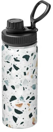 GSGCSBYMLG Terrazzo Isolierflasche, Marmor, Pastellfarben, bedruckt, 530 ml, Sport, Isolierbecher, Isolierflasche
