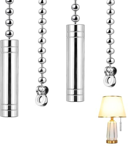 XINAZZIT 2 Pcs Light Pull Handle Pull Cord Weight Handle Bathroom Light Pull Cord Heavy Blind Cord Pull Handle with 100cm Bead Chain Pull Cord for Toilet Ceiling Fan Light Switch