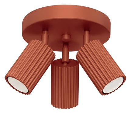 SOLLUX lighting Deckenlampe Deckenleuchte Deckenstrahler Aluminium 3 Flammig 19,5 x 19,5 x 18 cm Karbon Ockerrot
