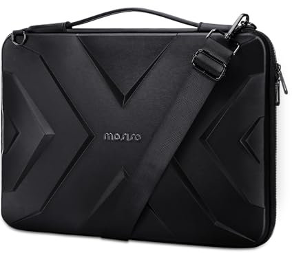 MOSISO Guscio Duro Borsa Tracolla Manica Laptop,15-15,6 Pollici Computer Borsa Compatibile con MacBook,HP,Dell,Lenovo,Asus Notebook,16 Pollici Symmetric Geometric Impermeabile EVA Caso Trasporto,Nero