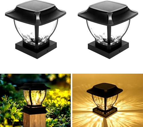 TOSHIN Solar Pfostenkappen Licht, LED Pfostenleuchte Außen, 2 Modi Solar-LED-Wegleuchten für den Außenbereich für Garten, Terrasse, Landschaft, Gehweg (2 Stück, Warmweiß)