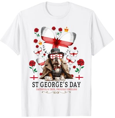 St Georges Day Themed Idea For Women With English Flag Rose T-Shirt