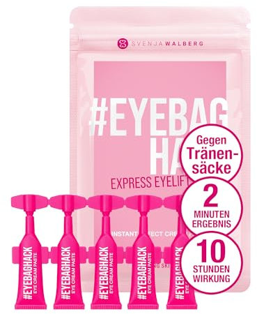 EYEBAGHACK – Express Eyelift Effect gegen Tränensäcke & Fältchen – Sichtbar glatte Augen in 2 Minuten – Invisible Flex Film Technology für bis zu 10h Wirkung – 5x wiederverschließbare Mini-Tuben