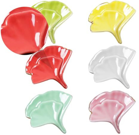 ABOOFAN Essstäbchenhalter aus Keramik in Ginkgo Blattform, 6 Stück