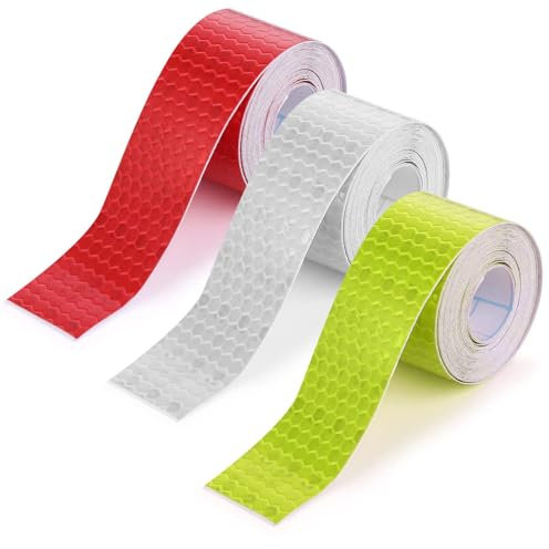JOOTUEPO 3 Rotoli 2.5cm×3m Nastro Fluorescente Adesivo, Nastro Catarifrangente Adesivo, Nastro Bagliore Nel Buio Impermeabile, Nastro Luminoso Autoadesivo per Scale, Cartello di Uscita, Gradini