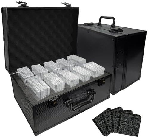 Graded Card Hard Storage Case Fits for 64 Graded Trading Cards, Slab Card Box Holder Organizer for FGS, CSG, BGS, PSA, Sports, Football Card with Removable Thick Foam Slots (Bag Only)