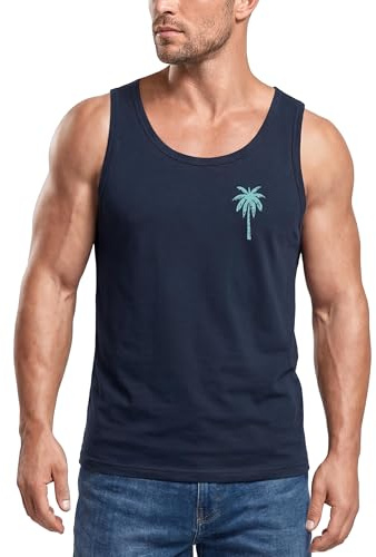 Neverless® Herren Tank-Top Sommer Shirt mit Brustlogo Palme Aufdruck Fashion Surfen Muskelshirt