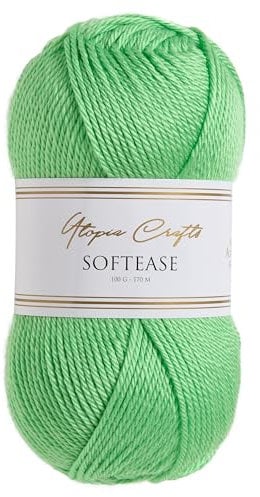 Utopia Crafts Softease Knitting and Crochet Yarn 100g (Electric Lime)