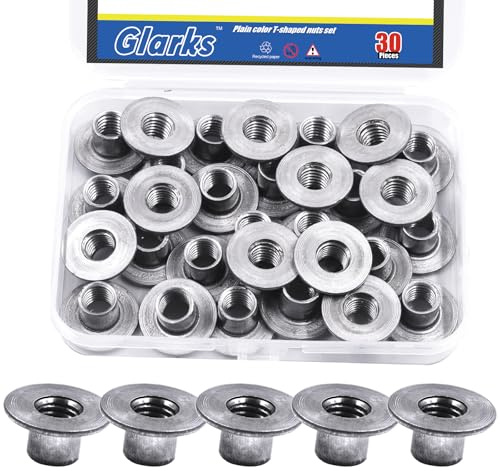Glarks 30pcs M10 x 13mm Runde Basis Schweißen Tee-Mutter, Kohlenstoffstahl durch Loch Tee-Mutter, Flansch Einfügen weibliches Gewinde T-Muttern