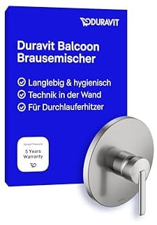 Duravit Balcoon Duscharmatur Unterputz für 1 Verbraucher mit Umstellventil, Einhebel-Brausemischer mit Keramikmischsystem, Edelstahl Gebürstet