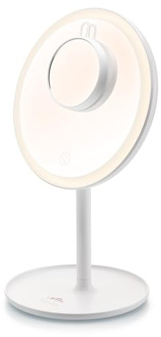 ETA Fenite LED-Kosmetikspiegel I 20 cm I 3 Lichtfarben I 5-Fach Vergrößerung I USB-C I Weiß