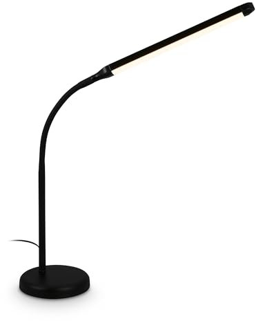 BRILONER - LED Schreibtischlampe mit Touch, dimmbar, schwenkbar, warmweiß, Tischlampe, Lampe, Nachttischlampe, Tischleuchte, Deko, Bürolampe, Leselampe Bett, Leselicht, 13x72,5 cm, Schwarz