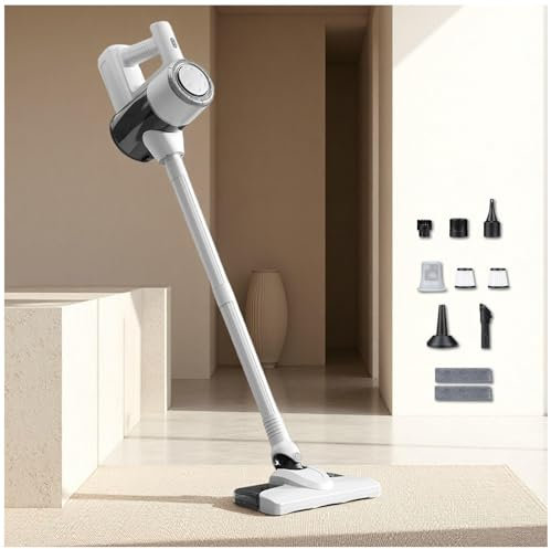 MeLtor Lava E Aspira Pavimenti 5 in 1 Portatile, 400ml Serbatoio, Lavasciuga Pavimenti Senza Filo Leggero Versatile Scope Elettriche Senza Filo per Pavimenti, Tappeti, Capelli di Animali,White