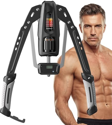 MERACH Arm Exerciser with Rep Counter, Adjustable 10-200 kg | Hydraulic Strength Trainer for Home Gym, Professional Arm Toner for Biceps Triceps Chest Shoulder, with Safety Buckle, Grey