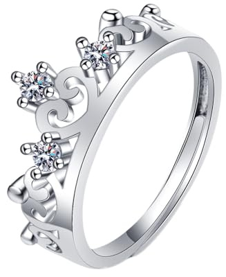 Homxi Eheringe 750 Ringe Weißgold Damen, Krone mit Moissanit, Damen Hochzeitsringe Eheringe Silber, Größe 47 (15.0)