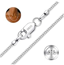 Dochais Sterling Silber 925 Halskette Damen 1mm/2mm Robuste Kette Silber 925 Plattiert Herren Damen Schmuck Kette Frauen Geschenk 16/18/20/22 Zoll