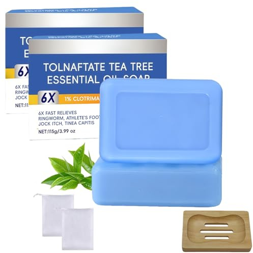 Tea Tree Oil Antifungal Soap - Creamy Soothing Cleanser for Body & Face | Relieves Itching from Ringworm, Hidradenitis, Tinea Versicolor & Athlete’s Foot
