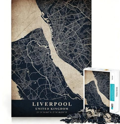 Liverpool United Kingdom 1000 Pieces Jigsaws Adults Puzzles Gifts DIY Play Rich Detail Hard Challenge Xmas Fun Gift (50x75cm)