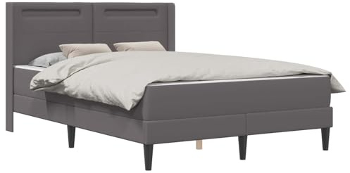 vidaXL Bettgestell mit Matratze Grau 140 x 190 cm Kunstleder, Moderner Bettgestell, schickes Schlafzimmermöbel, eleganter Schlafplatz, gemütliches Design für entspannten Schlaf