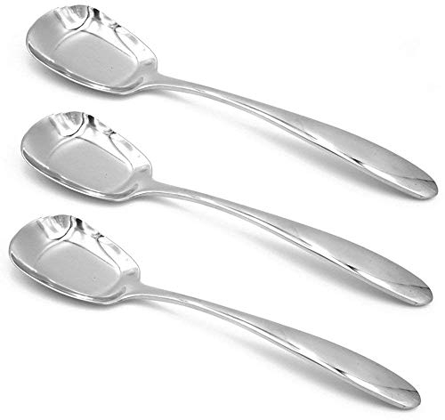 ERCENTURY Stainless Steel Soup & Dinner Spoons, Special Square Design, Mirror Polish, Large Size (7.32 Inches Length, 1.85 Inches Width, 0.11 Inch Thickness), Set of 3