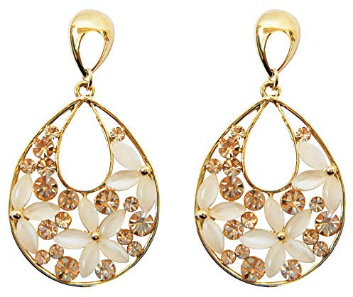 Navachi Métal de base plaqué or 18 ct Marquise Blanc Opal