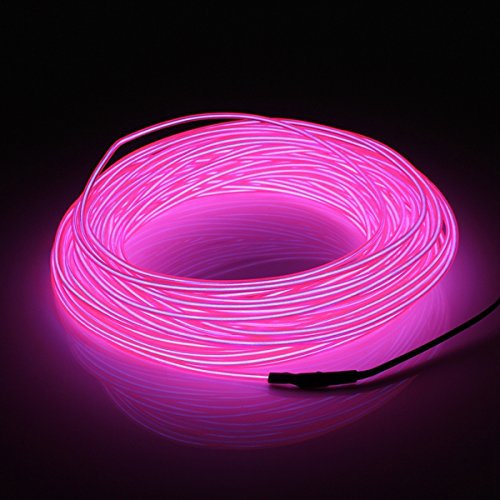MASUNN 20M El LED Flessibile Morbido Tubo Filo Neon Bagliore Auto Rope Strip Luce Natale Decor Dc 12V-Rosa
