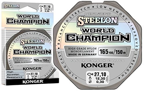 Konger, World Champion, lenza in fluorocarbonio, 0,10-0,30 mm/150 m, lenza monofilo super forte di alta qualità-, 0,16mm / 150m