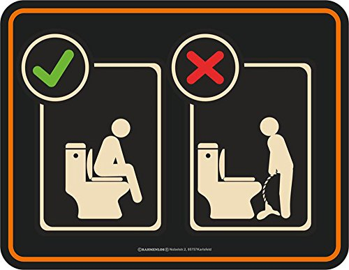 empireposter Bad Sprüche - Bitte im Sitzen pinkeln - Spruch Magnet - Geprägter Blechmagnet - Größe 9x7