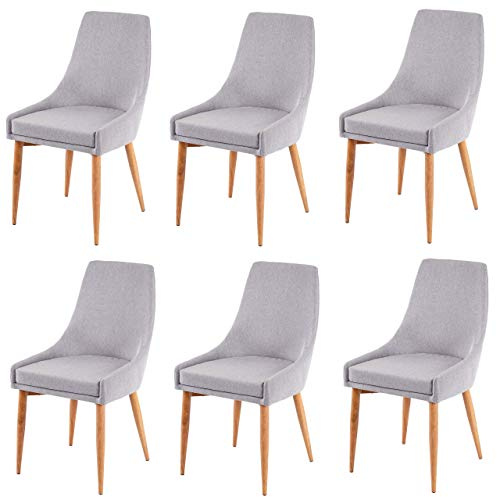 Mendler 6er-Set Esszimmerstuhl HWC-B44 II - Stoff/Textil grau