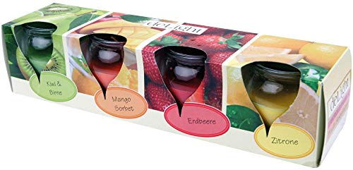 HS Candle Duftkerze Selection 4er Pack im Glas, lange Brenndauer und angenehmer Duft (Fruit Selection)
