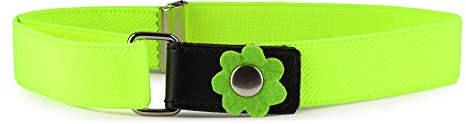 Ladeheid Mädchen Gürtel Elastik-Gürtel 1-6 Jahre 34-65 cm P15K (Neon Gelb/Schwarz/Blume)