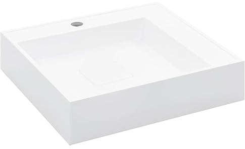 vidaXL Waschbecken mit Wasserhahnloch Waschtisch Waschschale Aufsatzwaschtisch Hängewaschbecken Hängewaschtisch 50x50x12,3 cm Mineralguss Gussmarmor Weiß