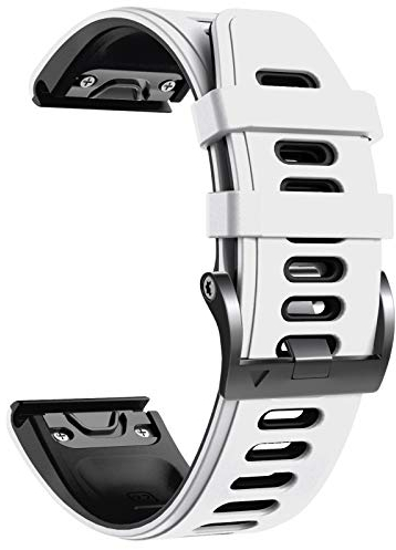 NotoCity für Garmin Fenix 5/ Fenix 6 Armband, für Garmin Fenix 6 Pro/7/7 Pro/8 47mm/5 Plus/E 47mm Armband, Quickfit 22mm für Forerunner 935/945/965, Epix Gen 2, Instinct 2, Approach S60(Weiß-Schwarz)