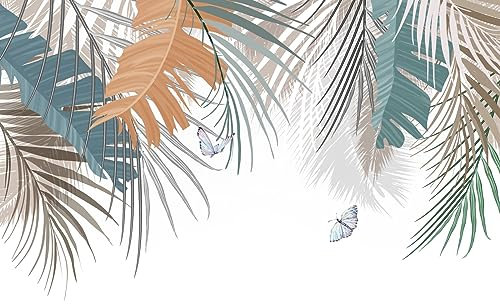 STROXTH WALLPAPER Papier Peint Panoramique Jungle Tropicale Sur Mesure Soie Effet 3d Paysage Nature Foret Feuillage Coloré Feuille De Bananier Palmier Chambre Salon Poster Geant Mural