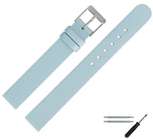 MARBURGER Uhrenarmband 12mm Leder Blau Glatt - Werkzeug Montage Set 2721253000120