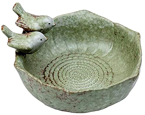 Tianbi Bird Feeding Dish Bowl, Creative Bird Feeder with Ceramic Water Bath, for Garden Decor