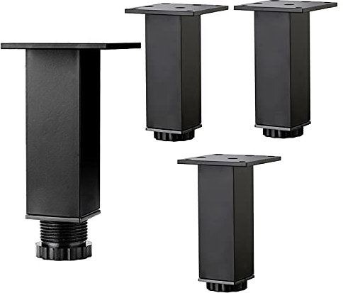 Jolan 4 Stück Möbeltischbeine, Metallschrankbeine, Verstellbare Möbelfüße, Ersatz Möbelbeine Für Sofa/Badezimmerschrank/Schminktisch/Nachttisch, Möbelfüsse, Tischfüße,Black-30cm/11.8in