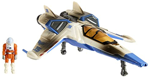 Buzz Lightyear HJG86 - Disney und Pixar Lightyear Hyperspeed-Serie XL-15-Raumschiff mit Kampfspuren & Buzz Lightyear-Figur, 15 cm langes Fahrzeug, Spielzeug für Kinder ab 4 Jahren