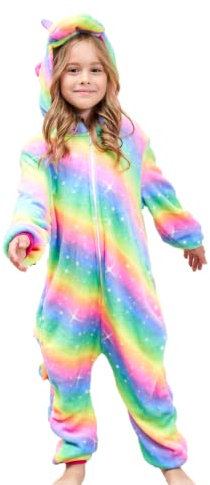 Ceruwum Girls Unicorn Sleepsuit Kids Unicorn Onesie Pyjamas (Bright Rainbow, 7-8 Years)