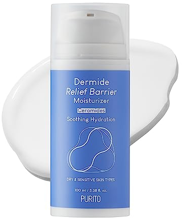 PURITO| Dermide Relief Barrier Moisturizer, vegan und tierversuchsfrei, lindernde Feuchtigkeitscreme, beruhigend, beruhigend, sichere Inhaltsstoffe, schützende Barriere, 100 ml/3,38 fl. oz