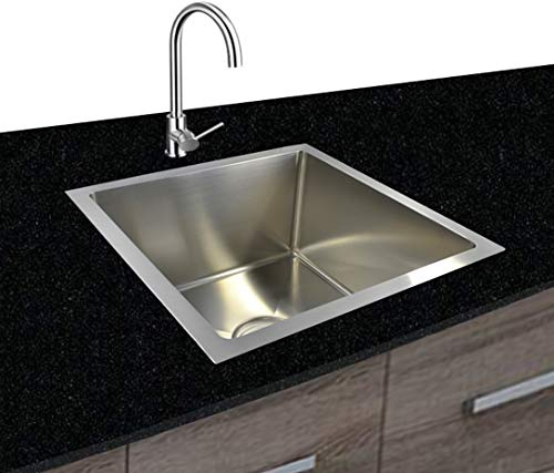 Omeere Lavello da incasso, 45 x 44 cm, in acciaio inox 304, spessore 0,8 mm, rettangolare, 1 lavabo