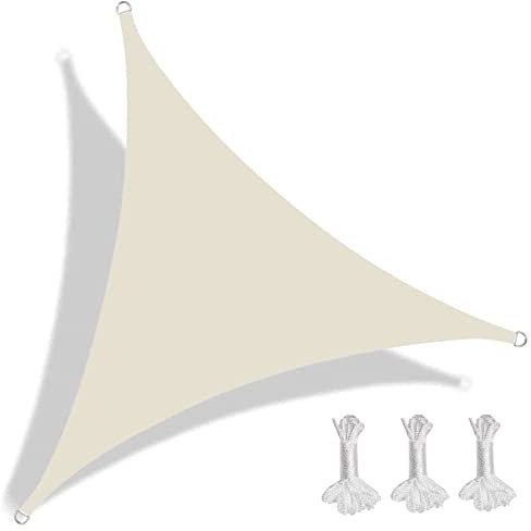 KUAW Sonnensegel Dreieckig 1.2x1.2x1.2m Sonnenschutz 95% Uv Schutz Sonnenschutz Segel Sonnensegel Geeignet Für Außenbereiche Wie Gärten Und Balkone, Beige
