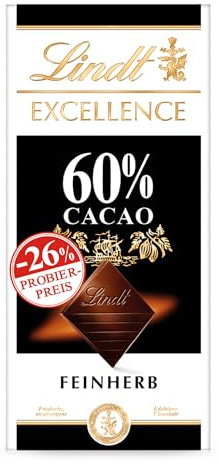 Lindt Schokolade | EXCELLENCE Tafel 60% | 100g | Edelbitter-Schokolade mit intensivem Kakao-Geschmack | Schokoladen-Tafel