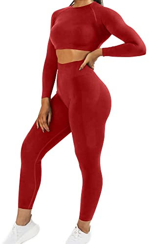 JN JANPRINT Damen Traingsanzug Sport Sets Sportanzüge Jogginganzug Langarm Sport Top und hohe Taille Hosen 2 Stücke Bekleidungssets Yoga Outfit Sportswear Gym Leggings Set(Schwarzer Mergel,L)