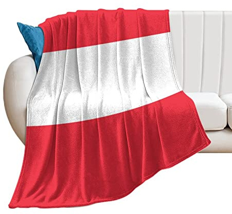 Higoss Decke mit Österreich-Flagge, Überwurf mit Länderflagge, Plüsch, superweich, warm, Flanelldecke für Couch, Bett, Sofa, Stuhl, tolles Geschenk für Freunde, Männer, Frauen, 152,4 x 203,2 cm