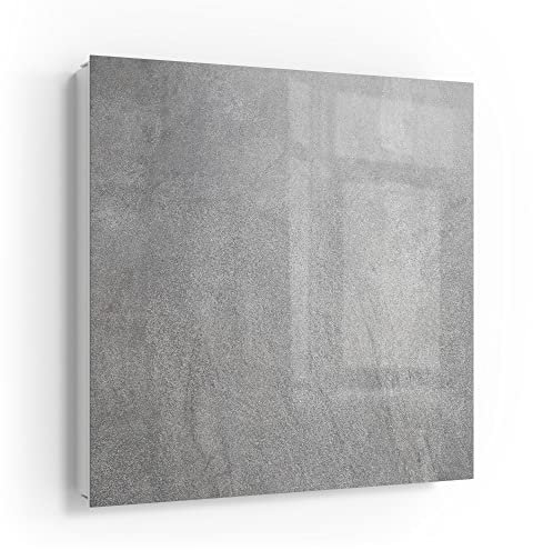 DEQORI Schlüsselkasten weiß | 30x30 cm | Motiv Verputzte Steinmauer | Glas & Metall Schlüssel-Box | Schlüsselschrank mit 50 Haken + 2 Magnete | Moderne Design Box magnetisch & beschreibbar