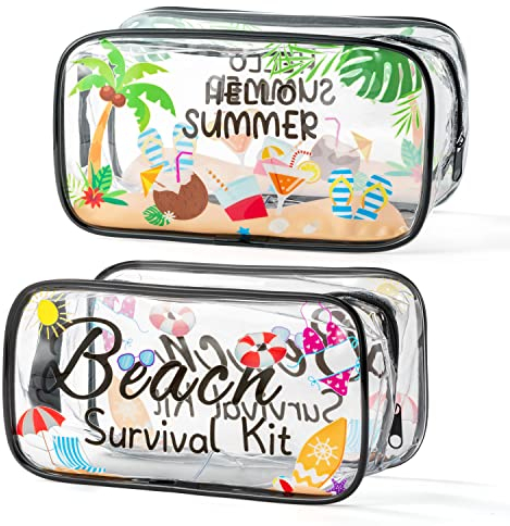 Strand Make-up Toilettentasche Überlebens-Kit Klare Kosmetiktasche Sommerthema PVC Transparent Portable wasserdichte Reisetasche Organizer